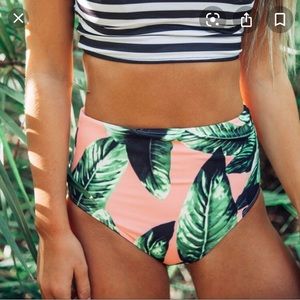 Izabal Palm High Waisted Bikini Bottom Size S